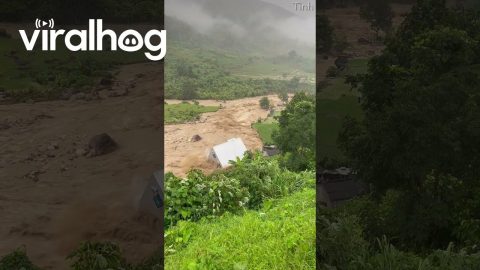 House Collapses Into Flooded River || ViralHog