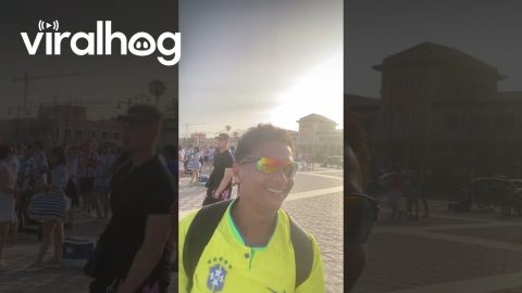 Brazilian World Cup Fan Taunts Argentinian Fans in Spain || ViralHog
