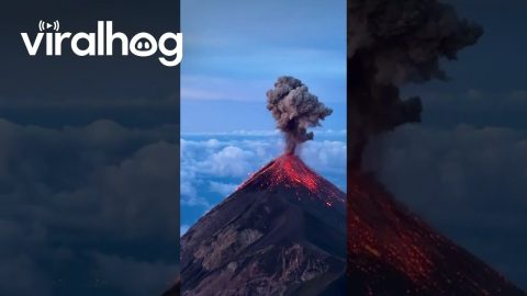 Scenic Volcanic Eruption at Sunrise || ViralHog