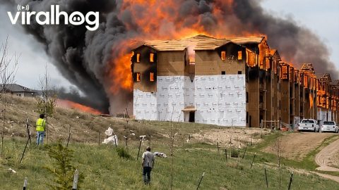 New Construction Fire in Cheyenne, Wyoming || ViralHog